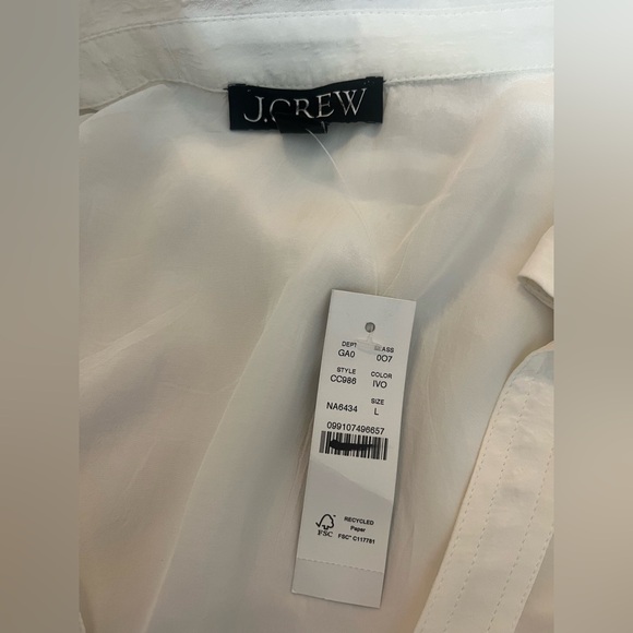 J.Crew bungalow popover top in crepe de chine ivory - Picture 8 of 8